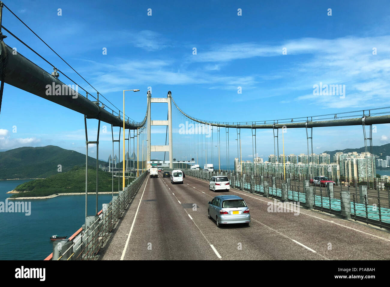 Hong Kong. Tsing Ma Bridge is one of longest span suspension bridges in