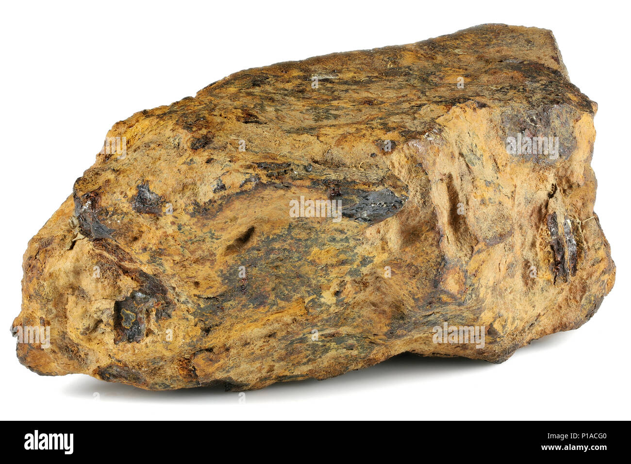 fragment of the Canyon Diablo meteorite with natural patina isolated on white background Stock Photo