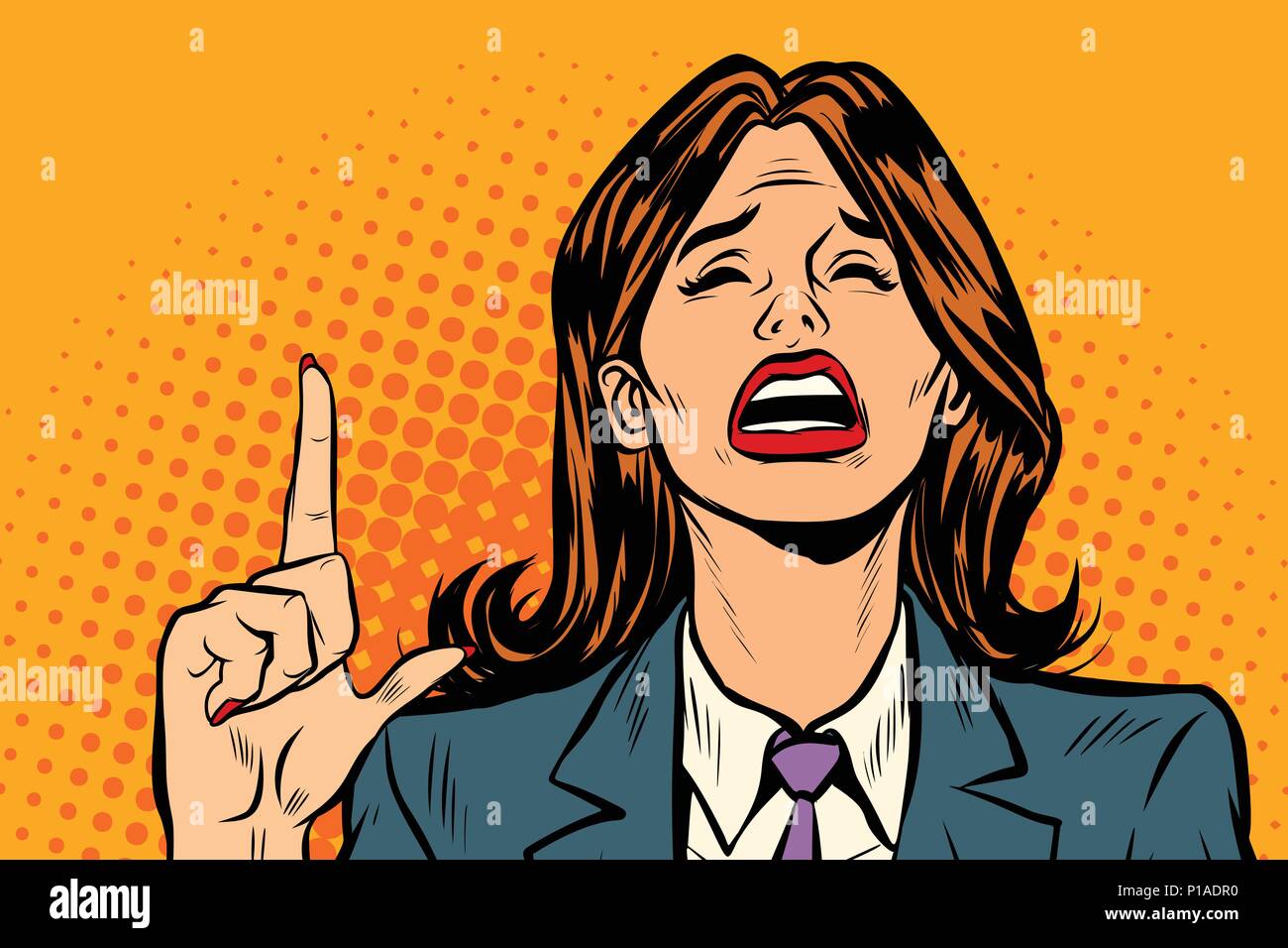 crying woman pointing up Stock Vector