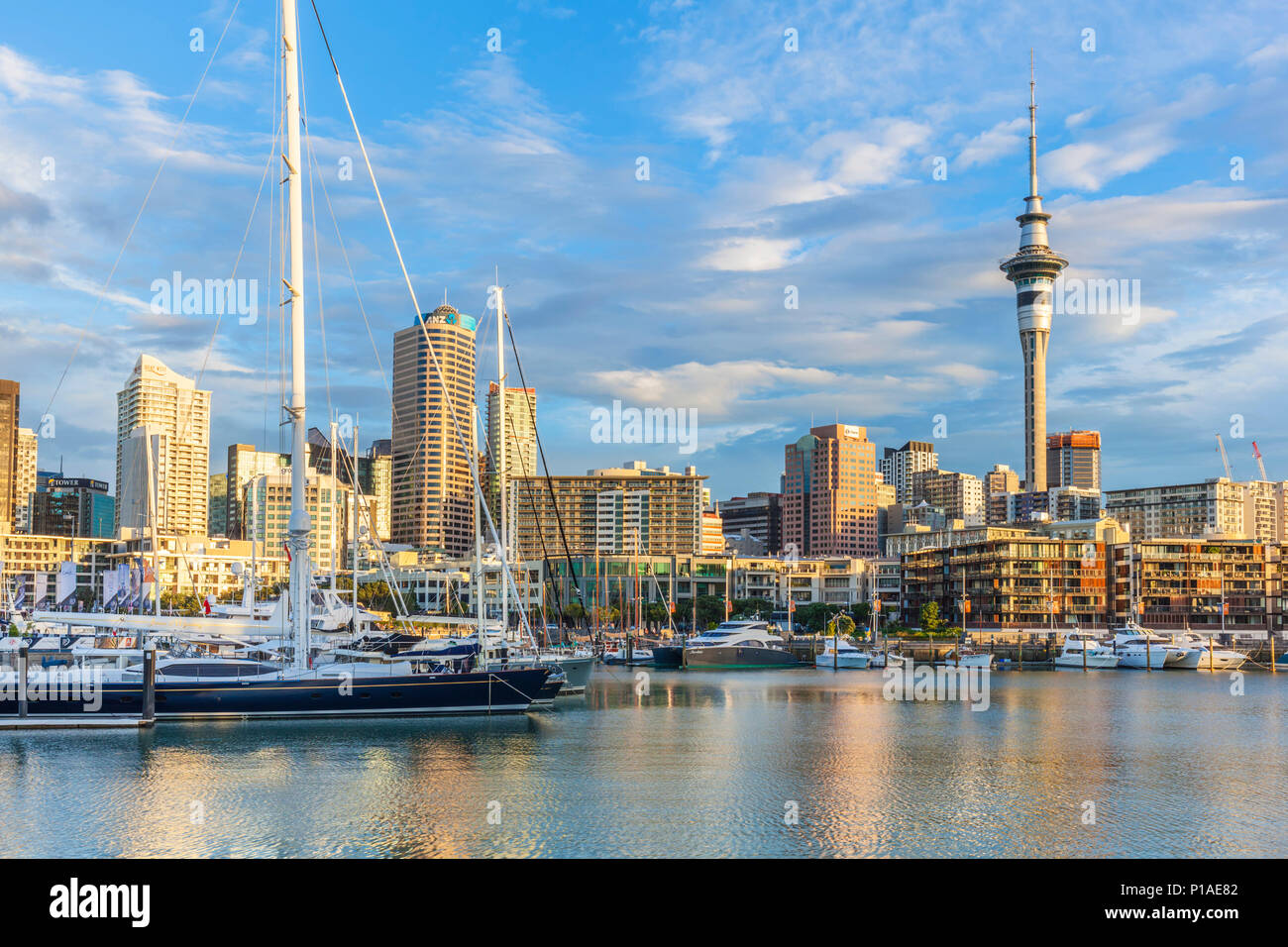 new zealand auckland new zealand north island yachts in viaduct basin inner harbour of Auckland waterfront viaduct harbour auckland north island nz Stock Photo