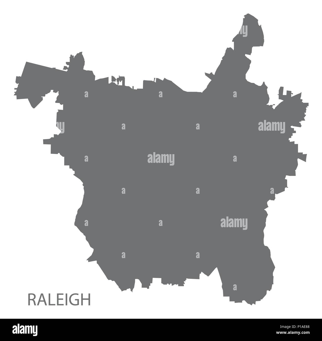 Raleigh North Carolina city map grey illustration silhouette shape Stock Vector