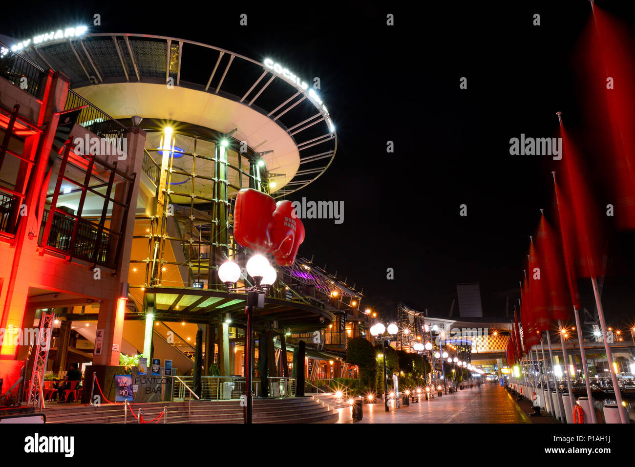 Darling Harbour at night time, Sydney, Australia Stock Photo