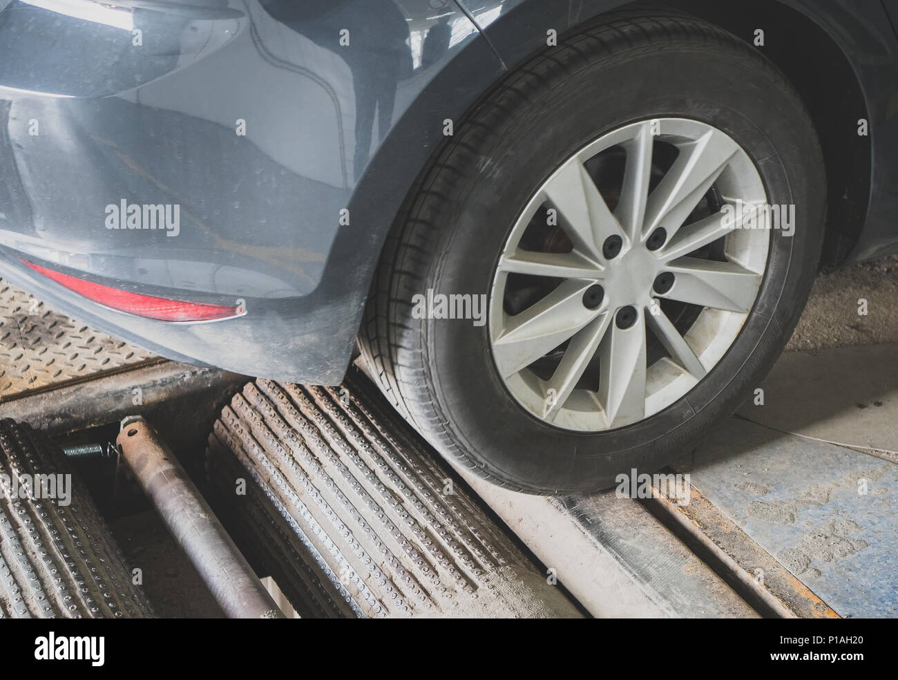Wheel alignment and balancing in auto service Stock Photo Alamy