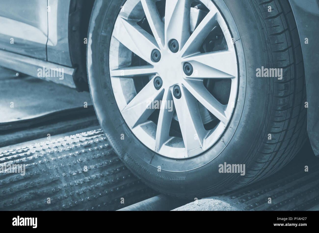 Wheel alignment and balancing in auto service Stock Photo Alamy