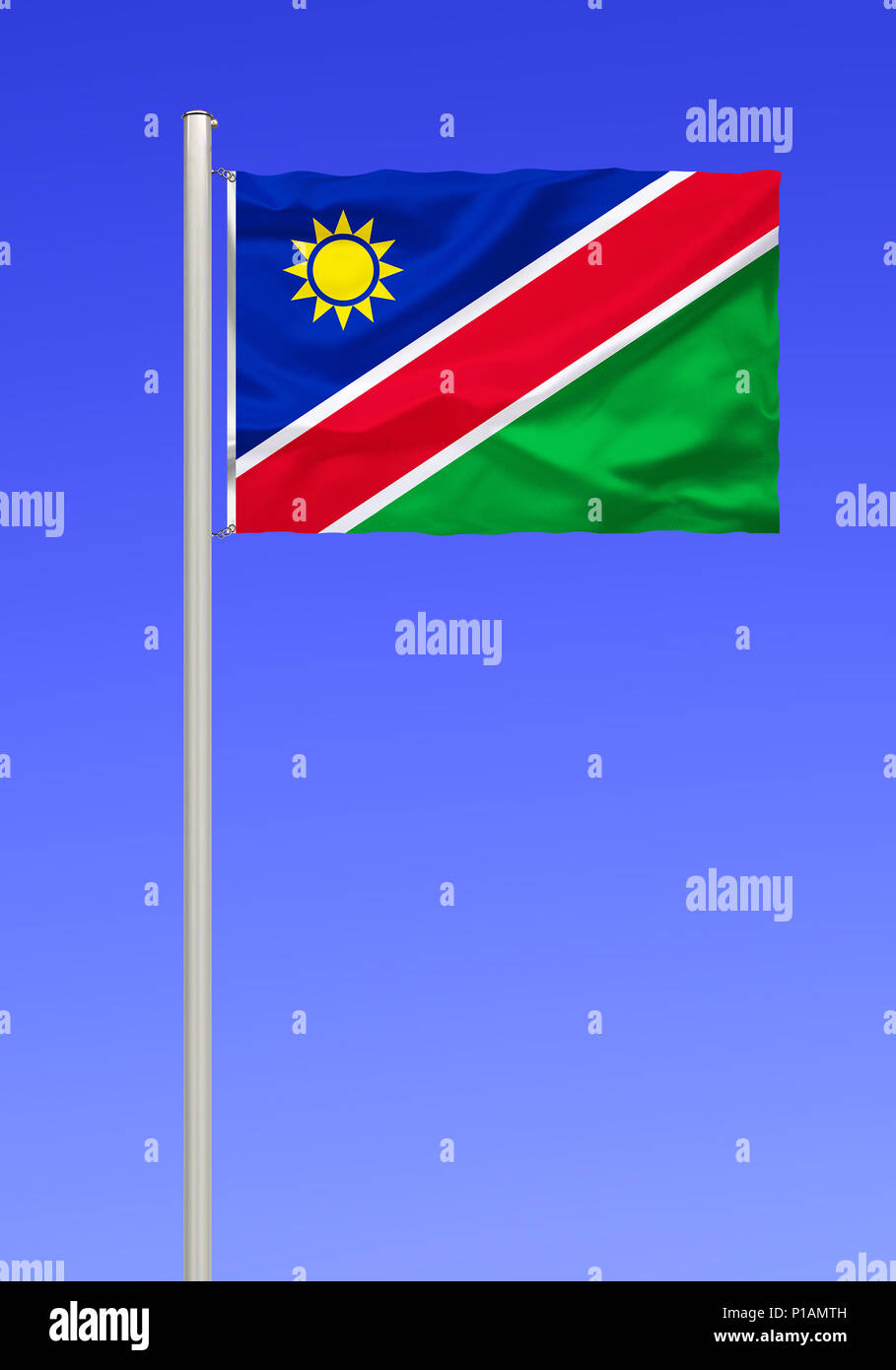 Flag of Namibia, Africa, Flagge von Namibia, Afrika Stock Photo