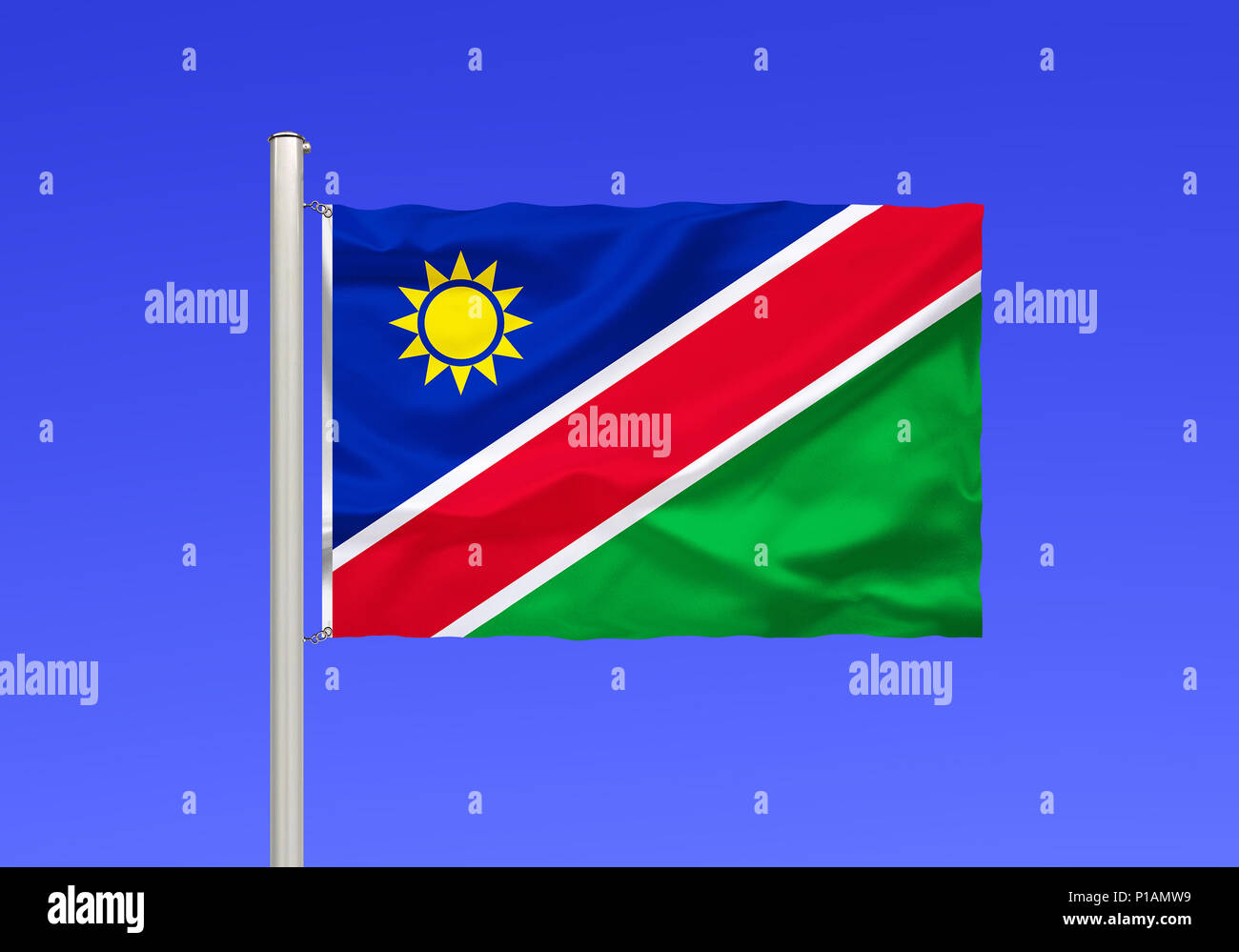 Flag of Namibia, Africa, Flagge von Namibia, Afrika Stock Photo