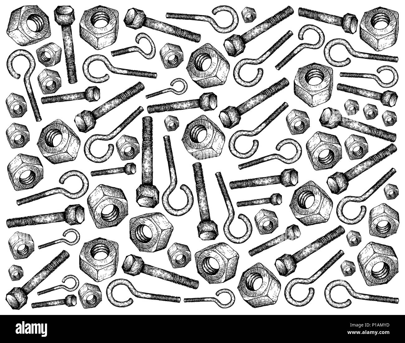 Manufacturing and Industry, Illustration Hand Drawn Sketch Wallpaper