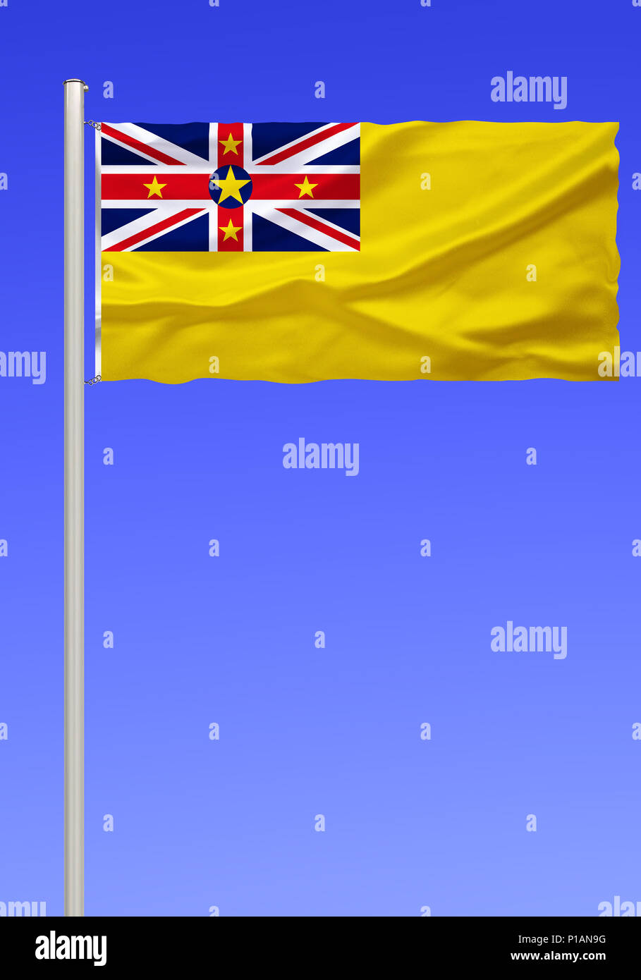 Flag of Niue, South Pacific, Flagge von Niue, Suedpazifik Stock Photo