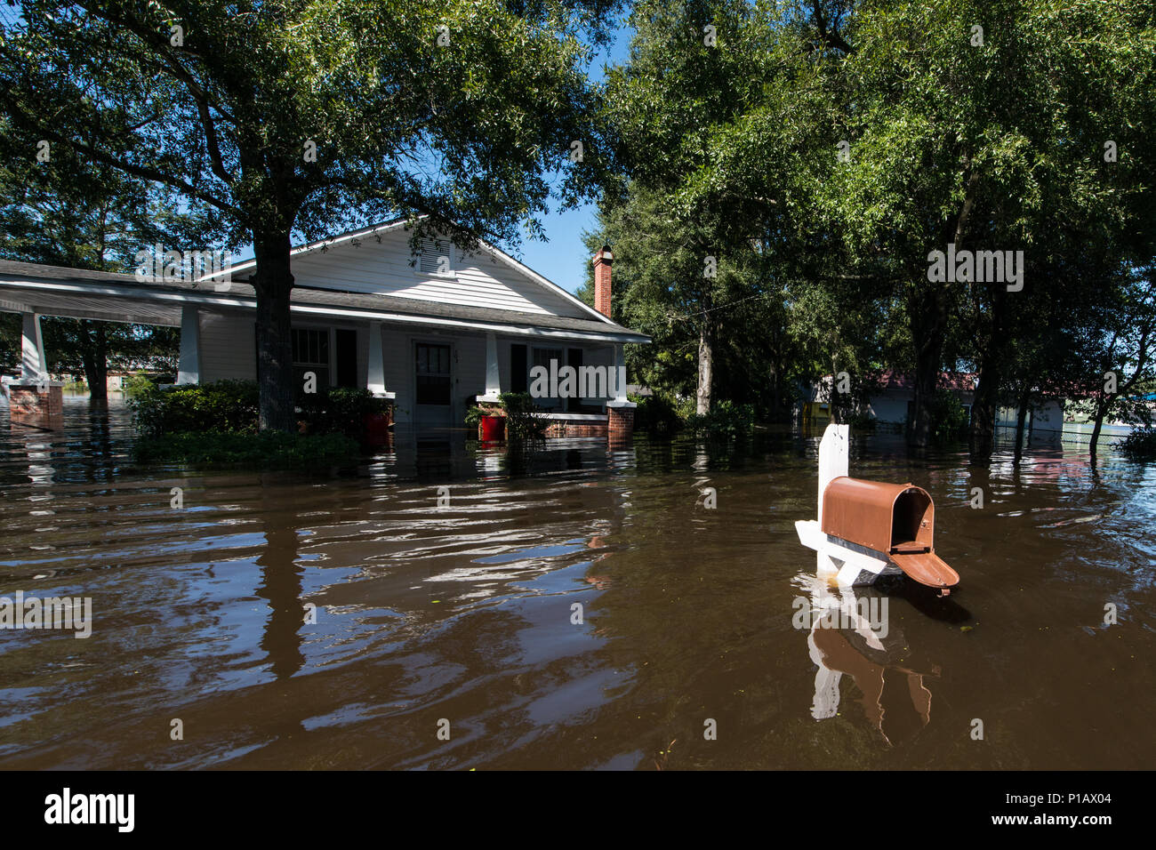The Flooded town of Nichols S.C., heavy rains caused by Hurricane ...