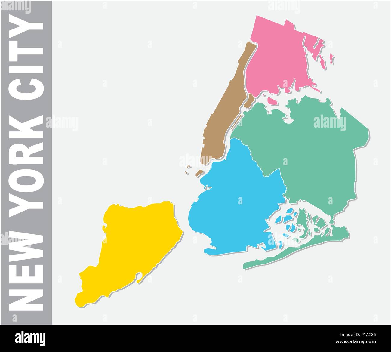 Colorful New York City administrative and political vector map, united states Stock Vector