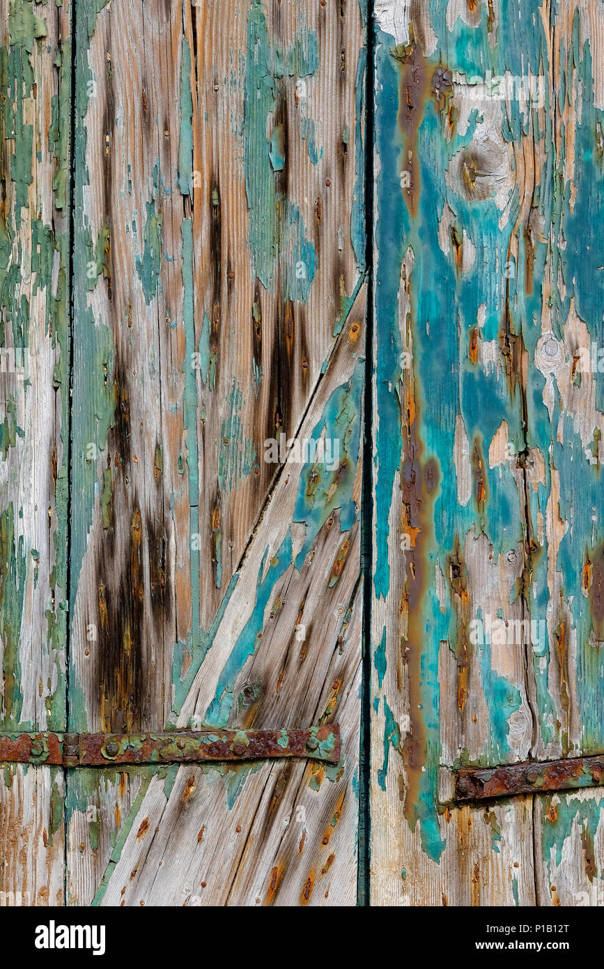 old weathered door, burano, venice, italy Stock Photo