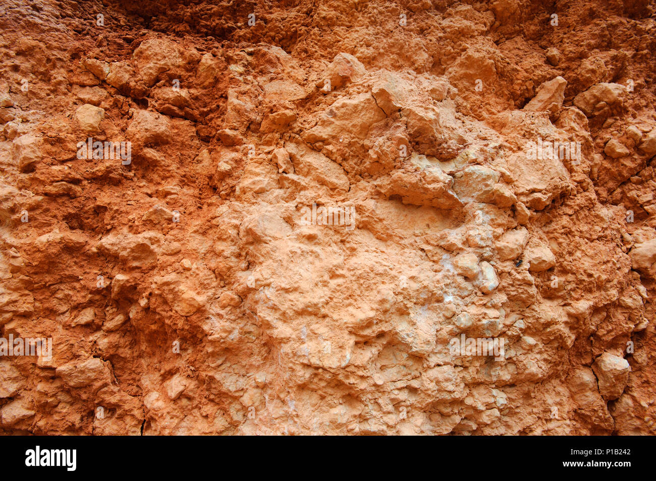 Closeup of the base of a Hoodoo (a spire of sedimentary rock) in Bryce Canyon National Park, Utah. Stock Photo