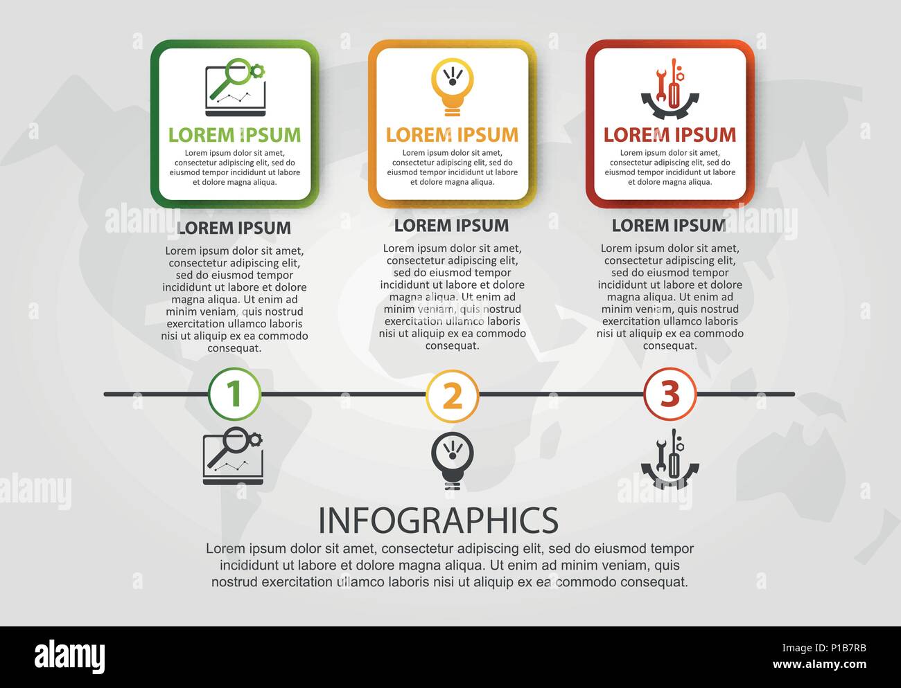 Vector modern 3D illustration. An infographic template with 3 steps and ...