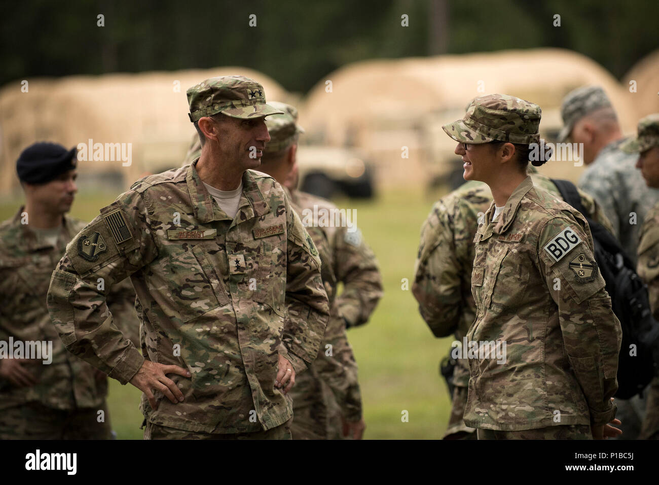 U.S. Air Force Maj. Gen. Scott Zobrist, left, 9th Air Force commander
