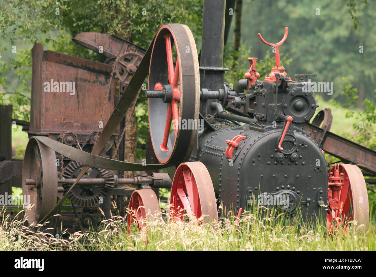 Steam engine for cutting peat Stock Photo