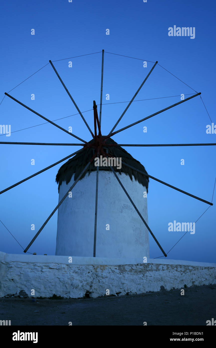 Historic windmill at Myconos, Cyclades islands, Greece Stock Photo