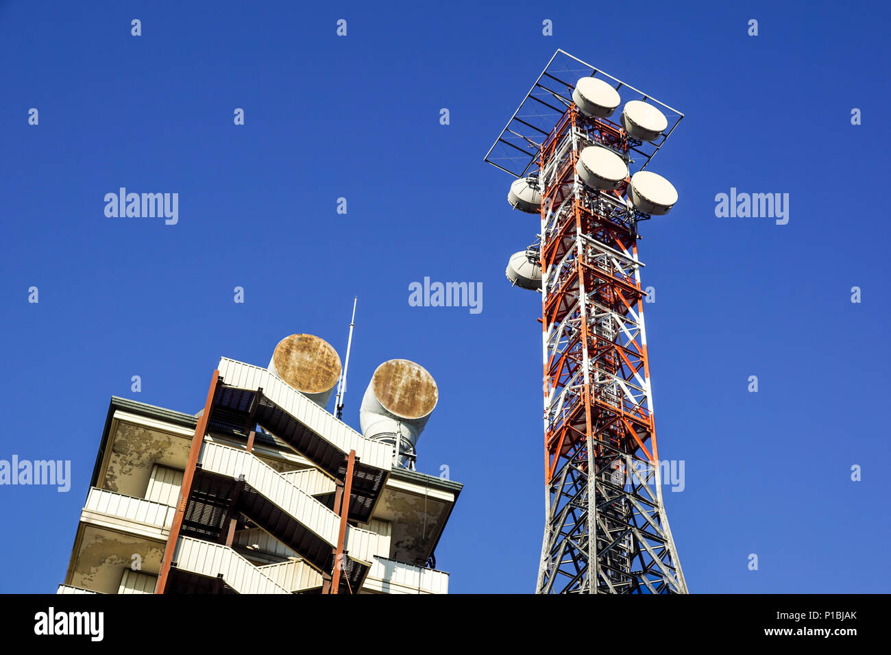 tower with the blue sky. Cell Phone Signal Tower