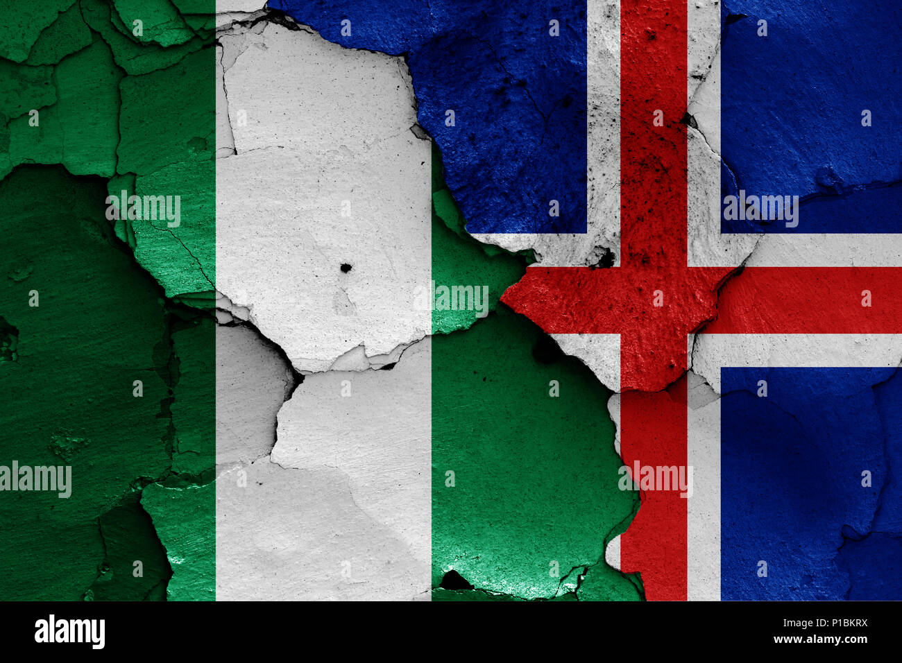 Flags Of Nigeria And Iceland Stock Photo Alamy
