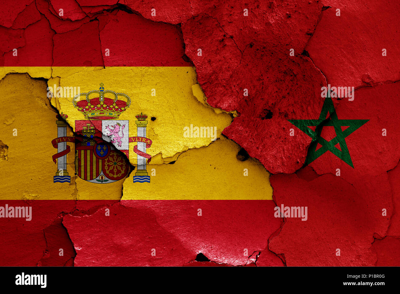 flags of Spain and Morocco Stock Photo Alamy