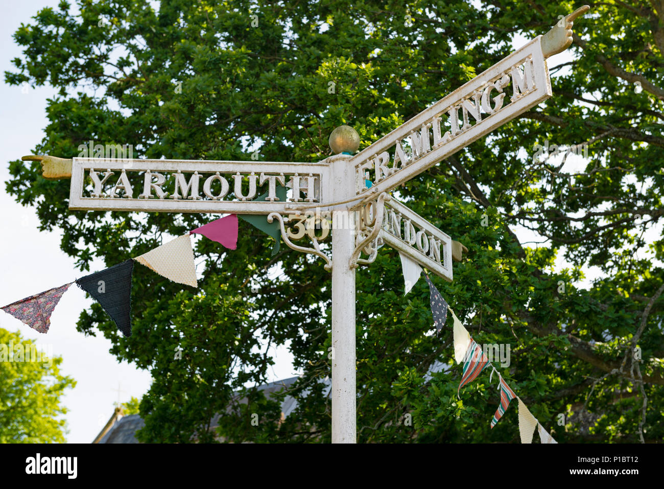 Old fashioned road sign UK Stock Photo