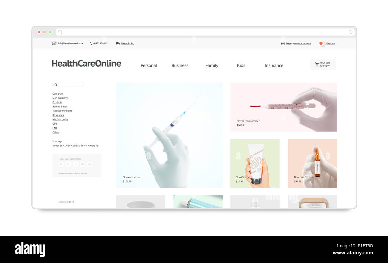 Download Medicine Webstore Site Template Mock Up Isolated 3d Rendering Health Care Web Page Interface Mockup Iatric Internet Website Template Web Store Screen Layout For Computer Display Stock Photo Alamy