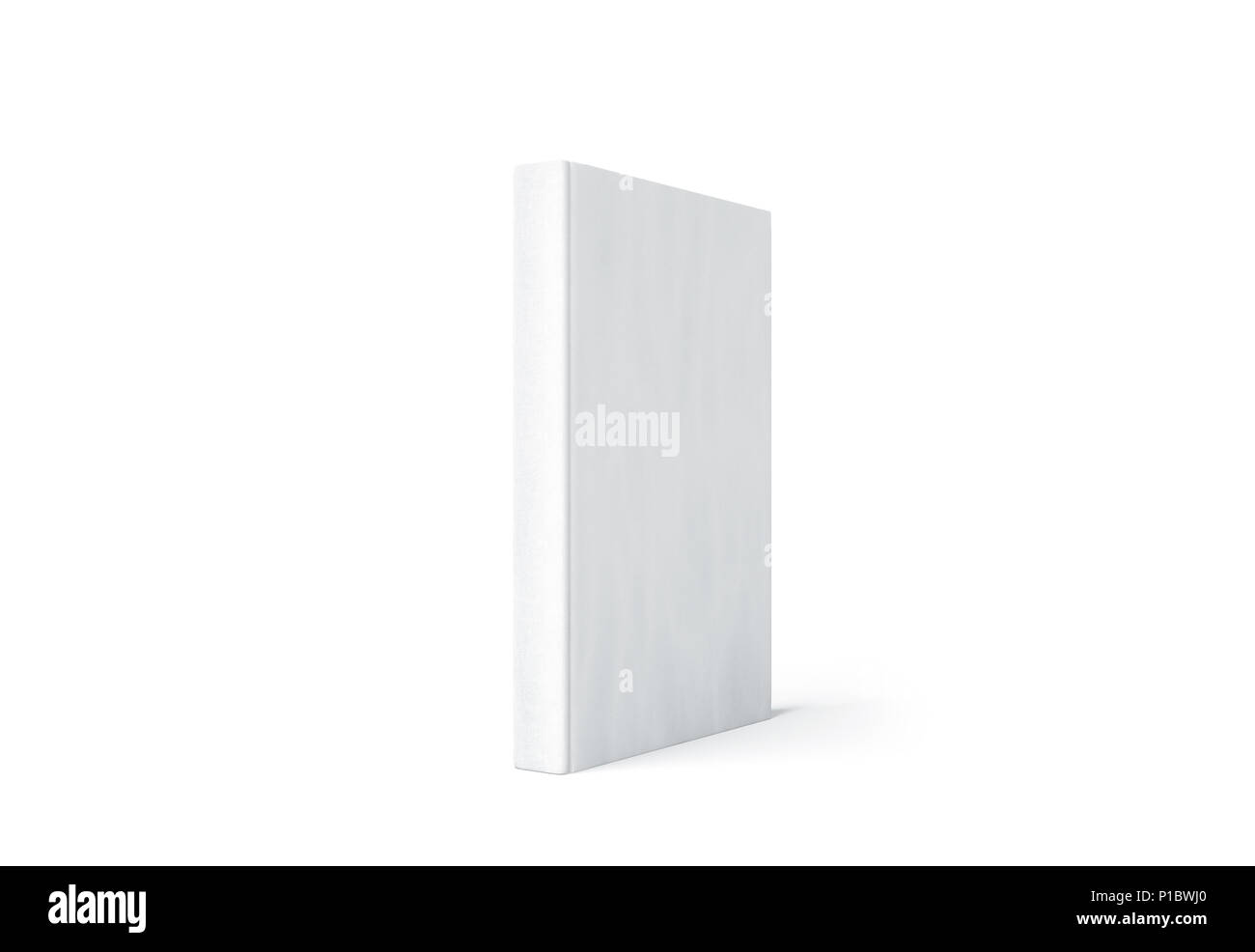 Blank white hard cover book spine stand mock up, 3d rendering. Empty notebook mockup. Bookstore branding template. Textbooks isolated Stock Photo
