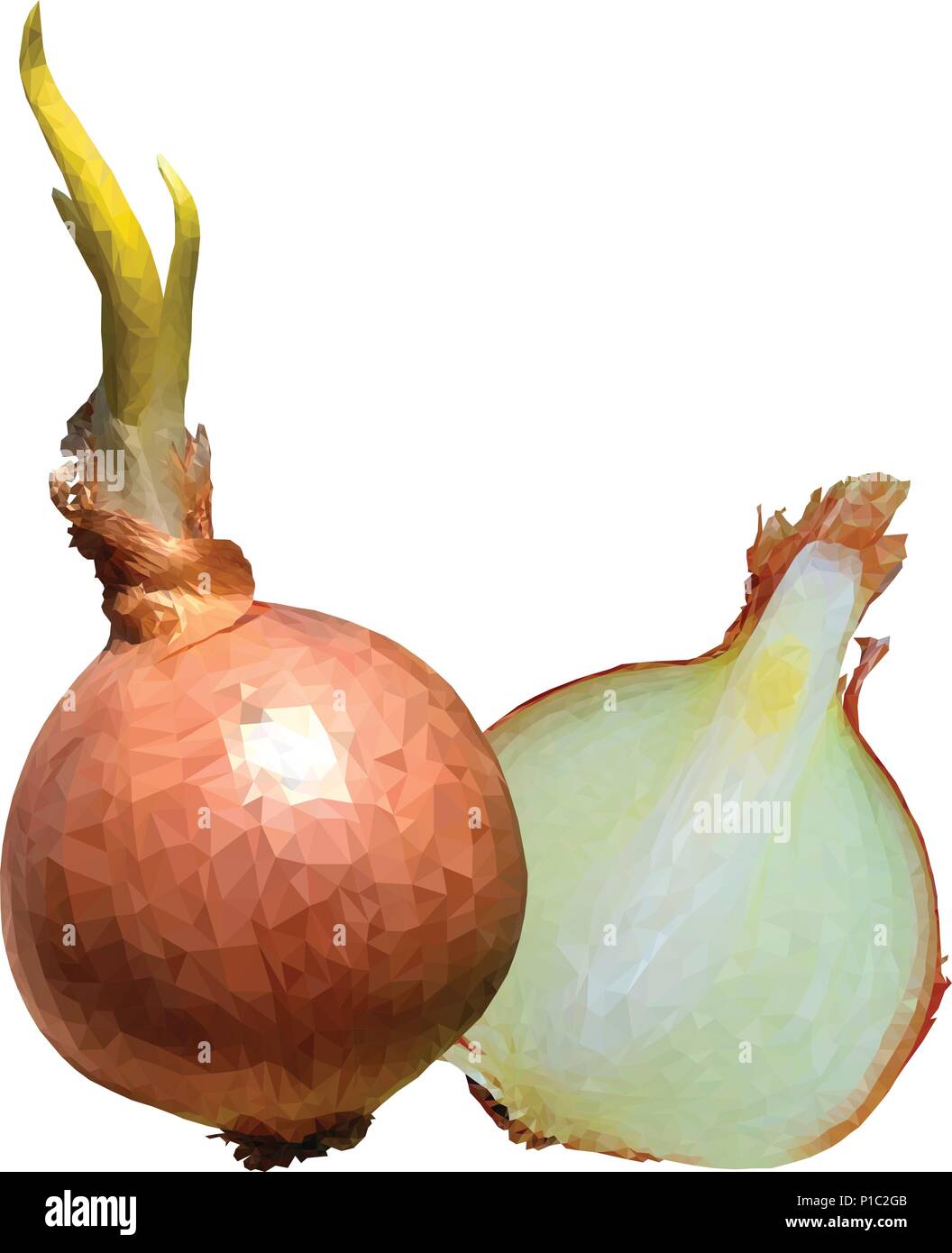 Fresh onion polygonal realistic vector illustration Stock Vector