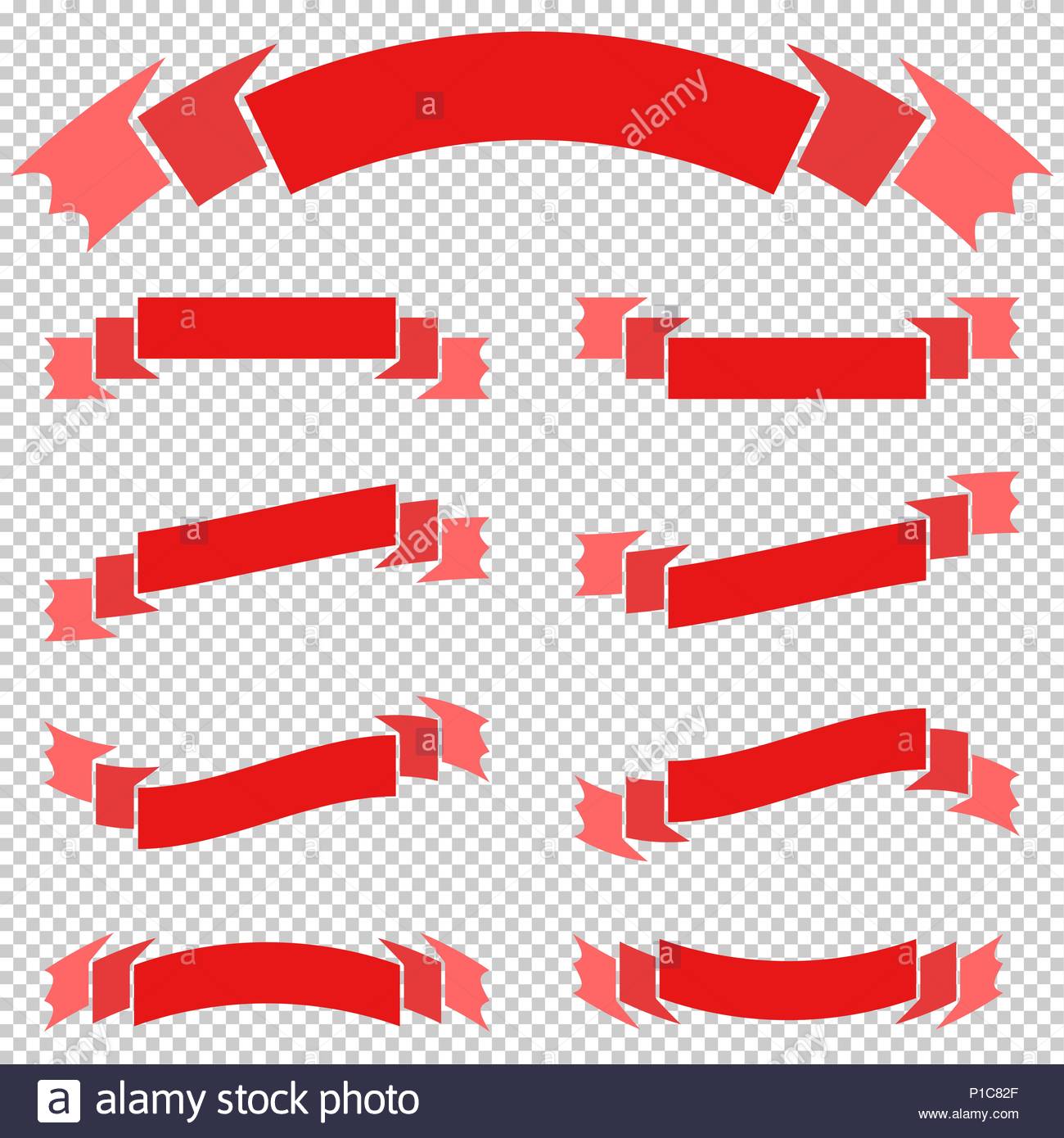 Set Of Colored Isolated Banner Ribbons On A Transparent Background