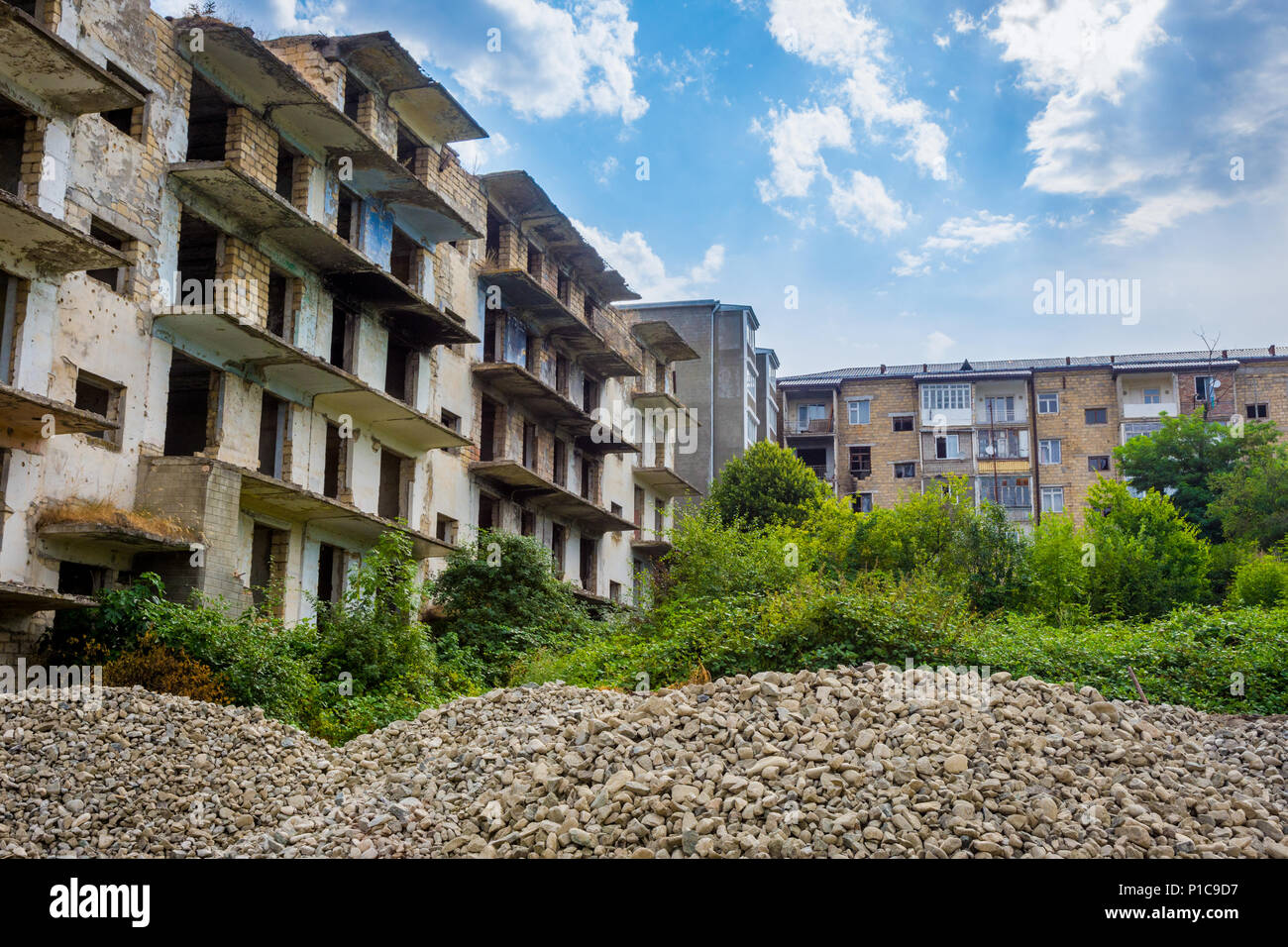Destroyed blocks in Shushi, Nagorno Karabakh, Artsakh republic Stock Photo
