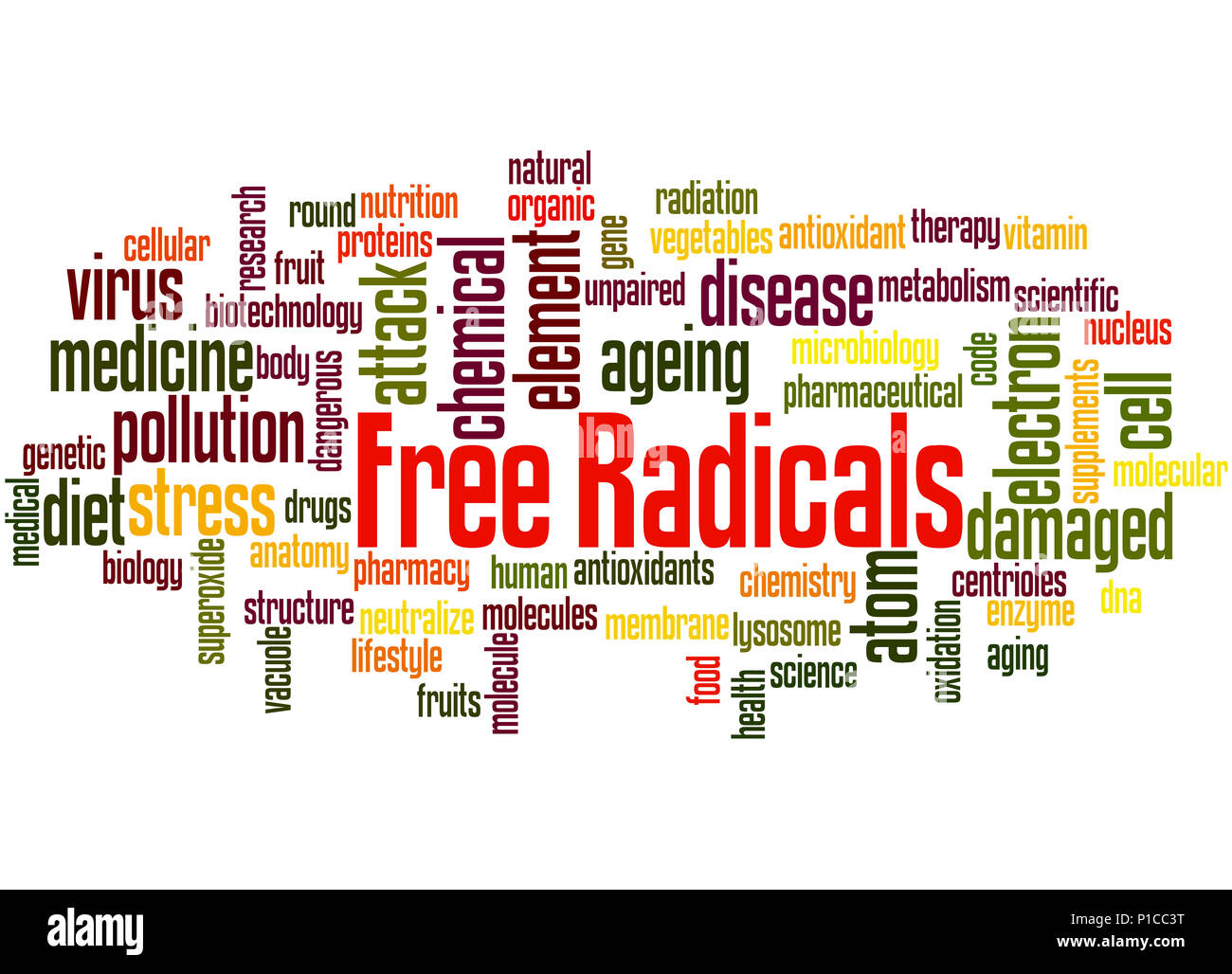 Free radicals, word cloud concept on white background. Stock Photo
