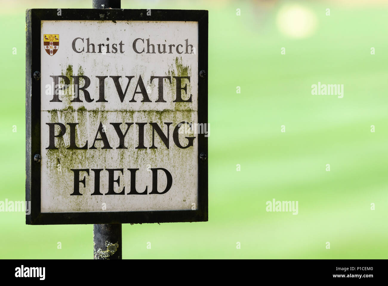 Notice at the edge of the private playing field (also known as Merton