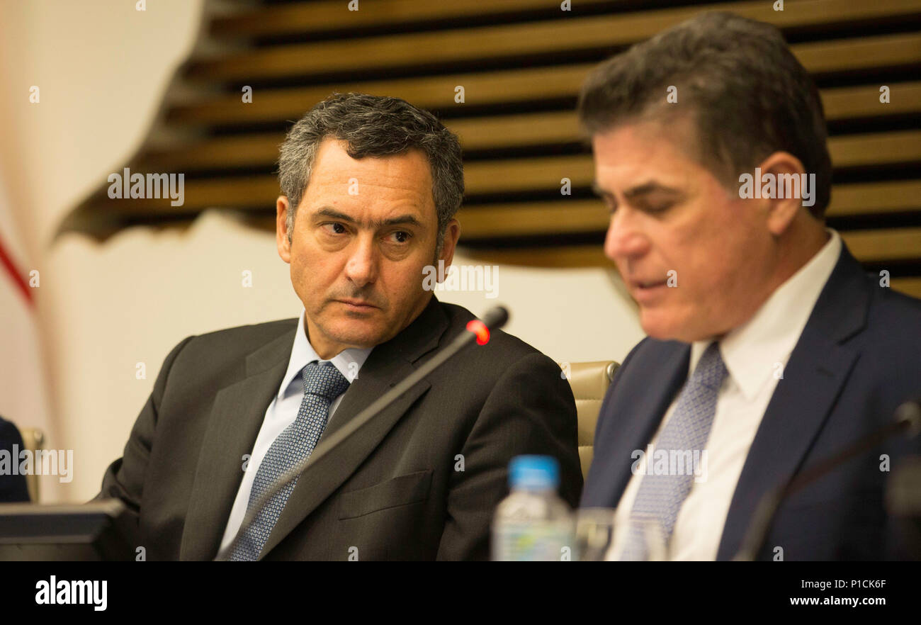 SÃO PAULO, SP - 11.06.2018: MINISTRO GUARDIA FALA EM SÃO PAULO - Finance Minister Eduardo Guardia alongside the president-in-office of CIESP and FIESP José Ricardo Roriz Coelho during a meeting at the entity&#39;s headquarters in São Paulo this afternoon (11). (Photo: Bruno Rocha/Fotoarena) Stock Photo