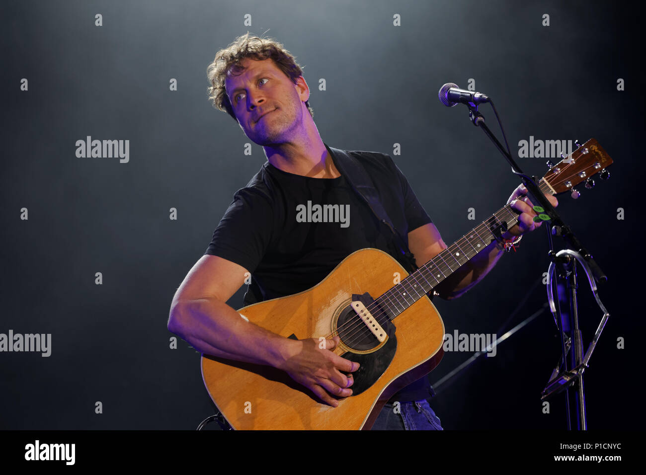 Montreal, Canada. 6/11/2018.Kevin Parent  performs on stage at the Francofolie French music festival in downtown Montreal Credit: richard prudhomme/Alamy Live News Stock Photo