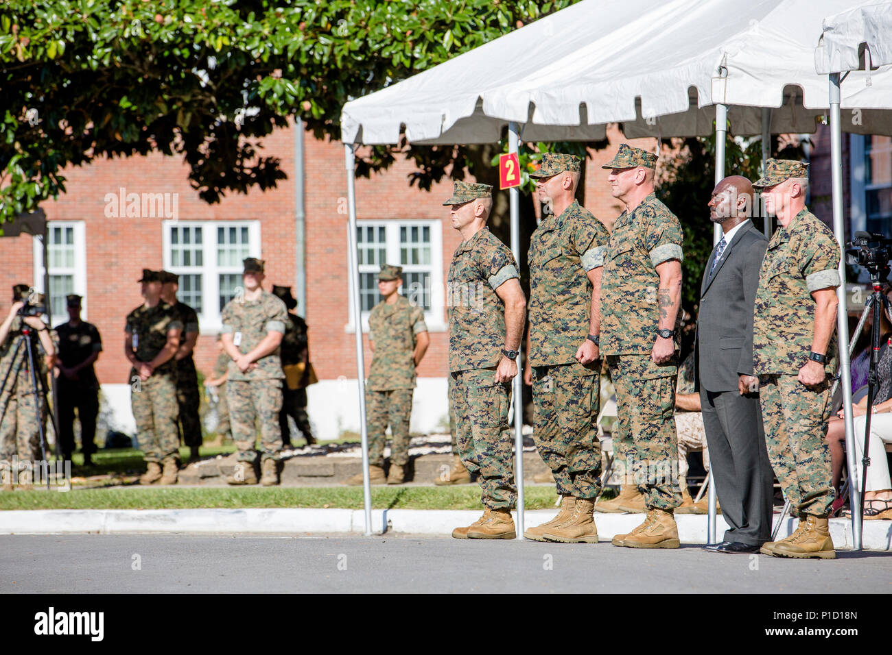From Left To Right U S Marine Corps Maj Gen John K Love Commanding General 2nd Marine Division 2d Mardiv Sgt Maj Michael P Woods On Coming Sergeant Major 2d Mardiv Sgt Maj