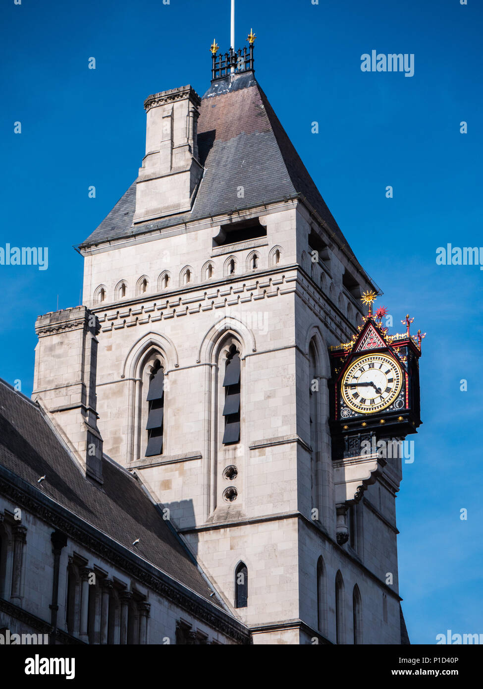 Clocktower, The High Court, Royal Courts Of Justice, London, England, UK, GB. Stock Photo