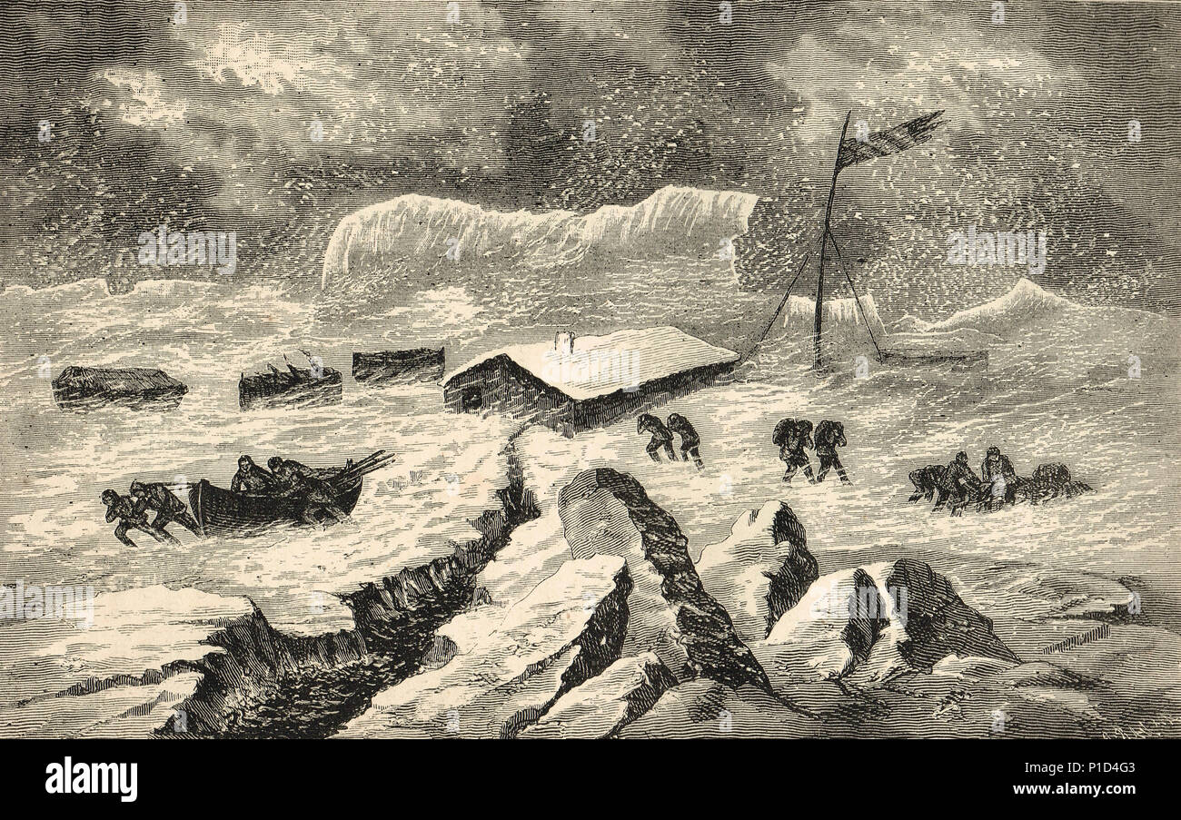 Captain Phipps and crew, attacked by a Storm during the Arctic expedition of 1773 Stock Photo