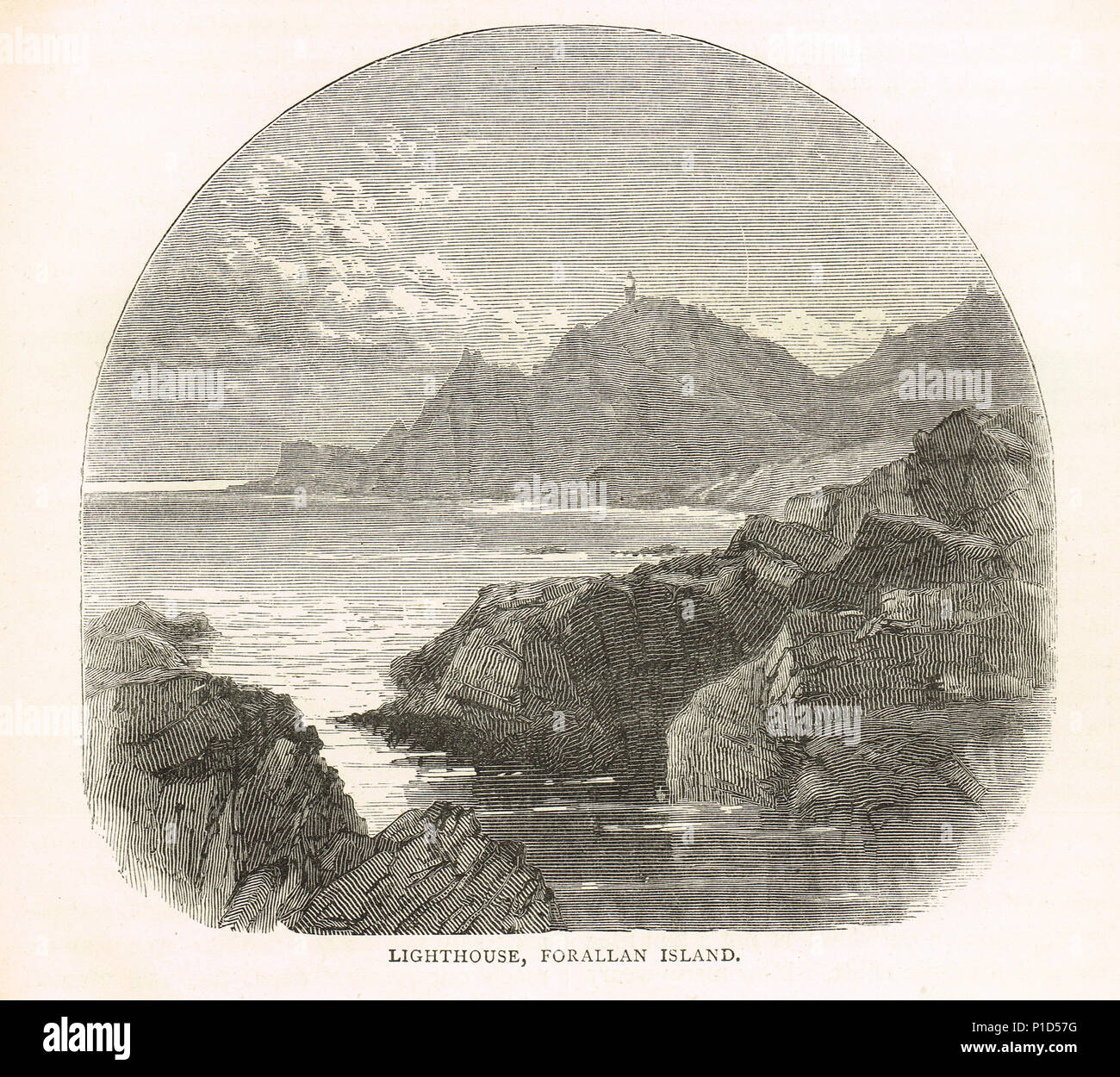 Farallon Island Light, California, 19th Century illustration Stock Photo