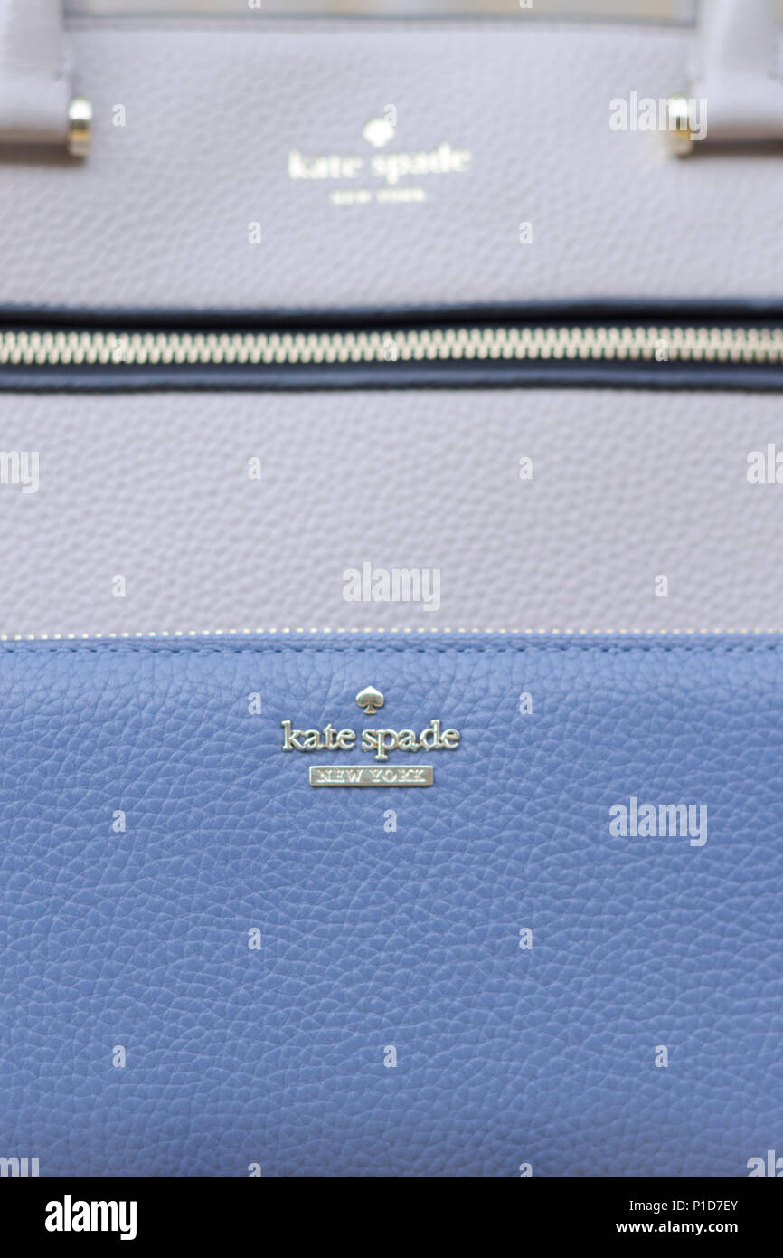 Kate Spade, Kate Spade New York, Lacey Purse in Denim and Kalen Handbag in  Almond, 11th June 2018. Fashion and Design Stock Photo - Alamy
