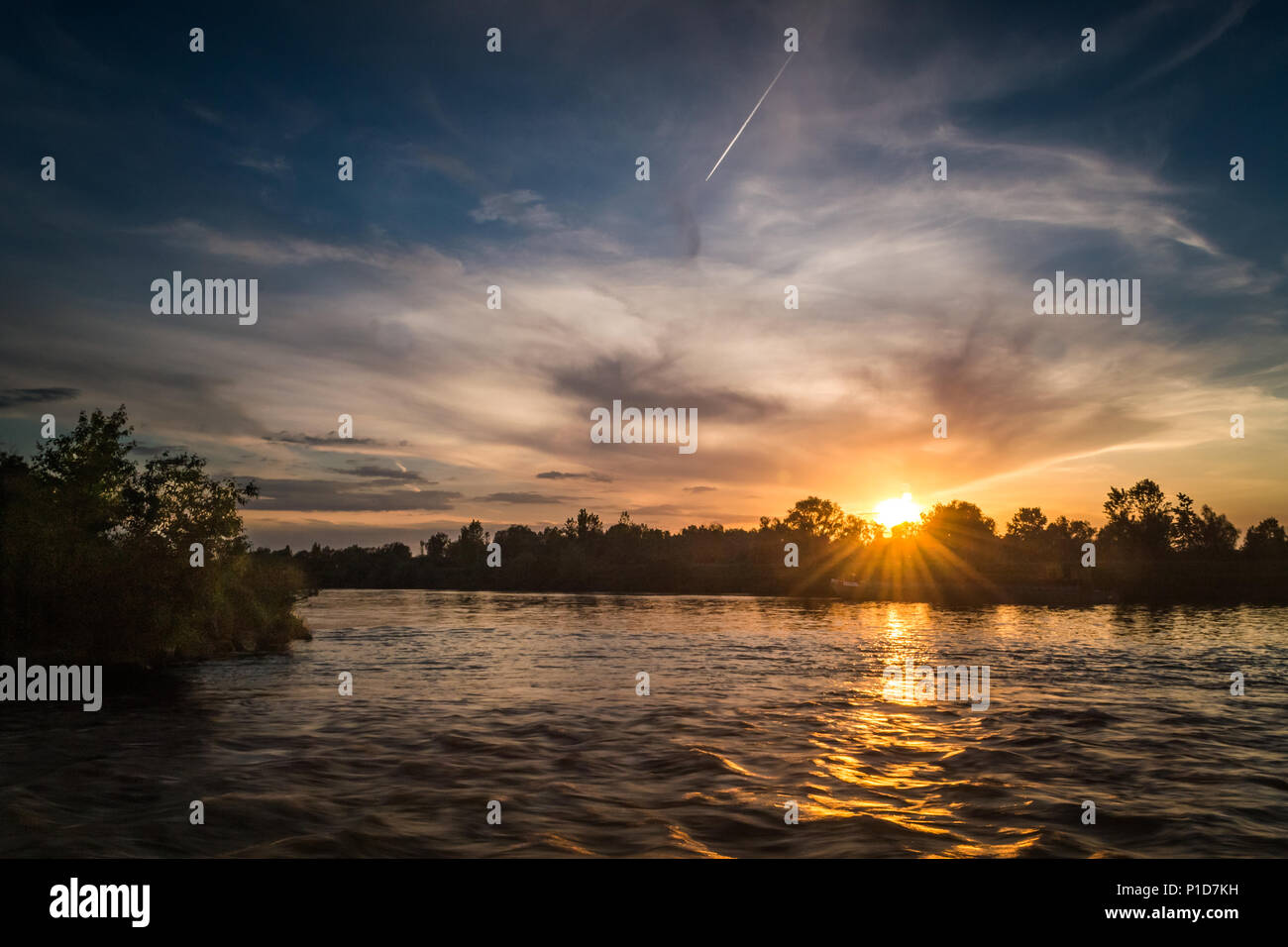 The largest river in Poland at sunset Stock Photo - Alamy