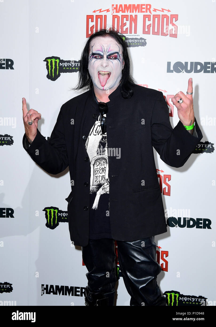 Dani Filth of Cradle of Flith in the press room at the Metal Hammer Golden Gods Awards 2018 held at indigo at The O2 in London. Stock Photo