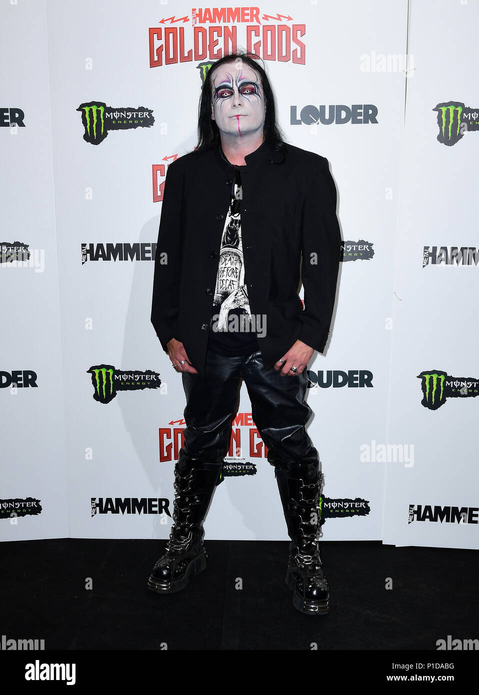 Dani Filth of Cradle of Flith in the press room at the Metal Hammer Golden Gods Awards 2018 held at indigo at The O2 in London. Stock Photo