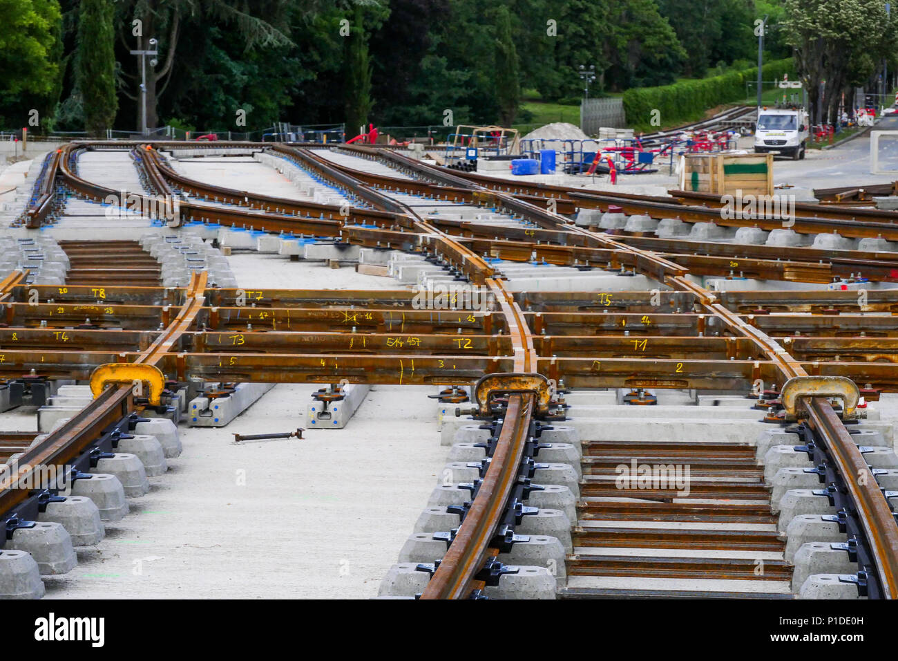 T6 tramway line building site, Bron, France Stock Photo - Alamy