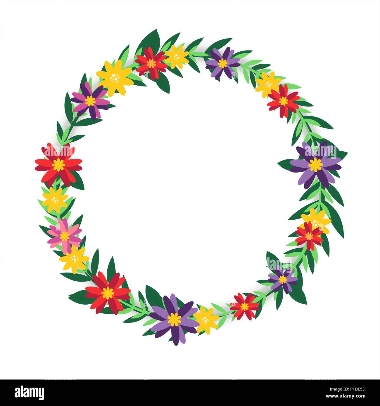 Flower wreath illustration on isolated background. Hand drawn daisy floral frame with copy space for text. EPS10 vector. Stock Vector
