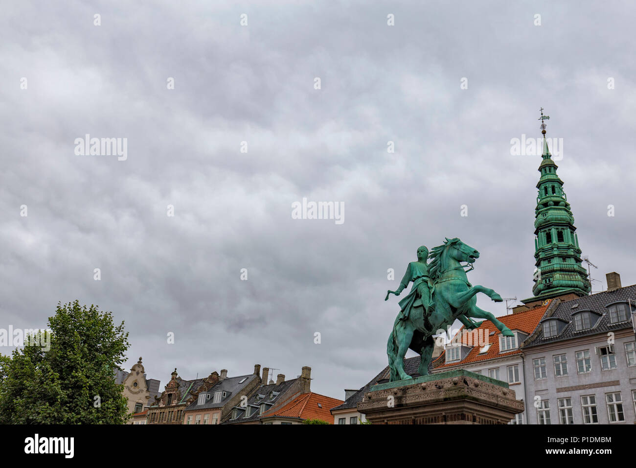 Wide Angle View Of The Bishop Absalon Statue In Copenhagen