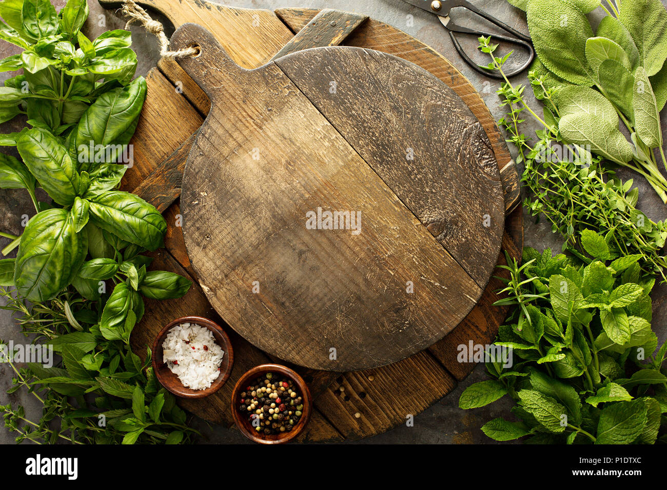 Cooking with fresh herbs Stock Photo Alamy