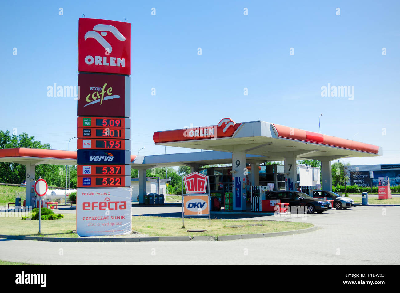 WROCLAW, POLAND - JUNE, 2018. Orlen gas station in Wroclaw, Poland. Orlen is the largest Polish company. Stock Photo