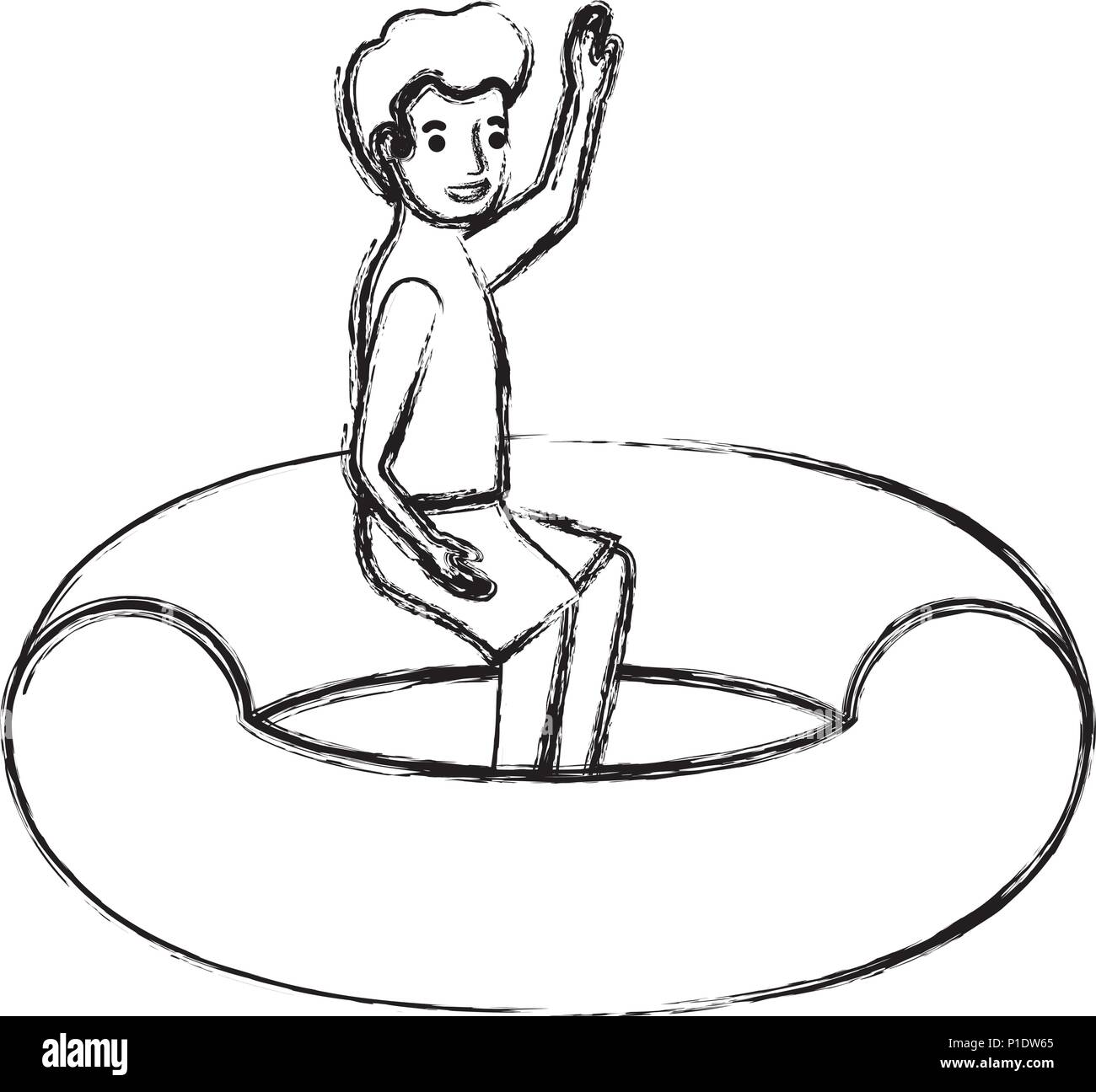 Rubber ring pool Black and White Stock Photos & Images - Alamy