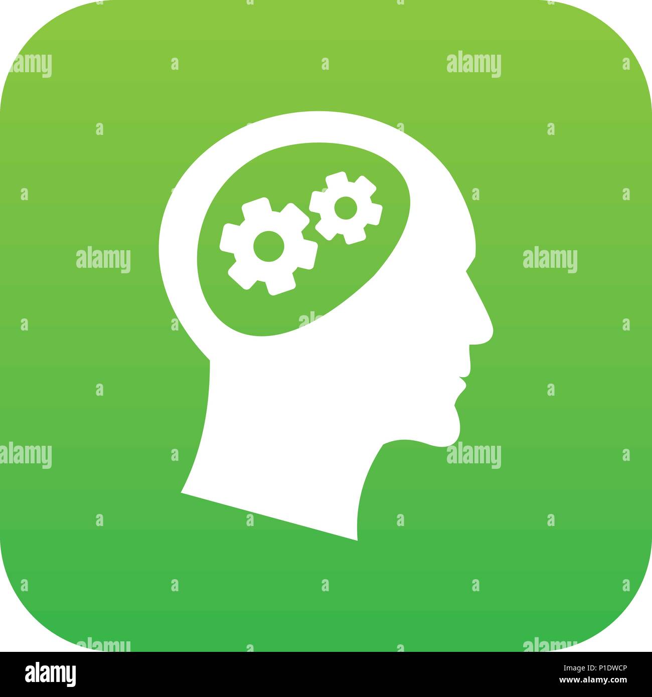 Gear in head icon digital green Stock Vector Image & Art - Alamy