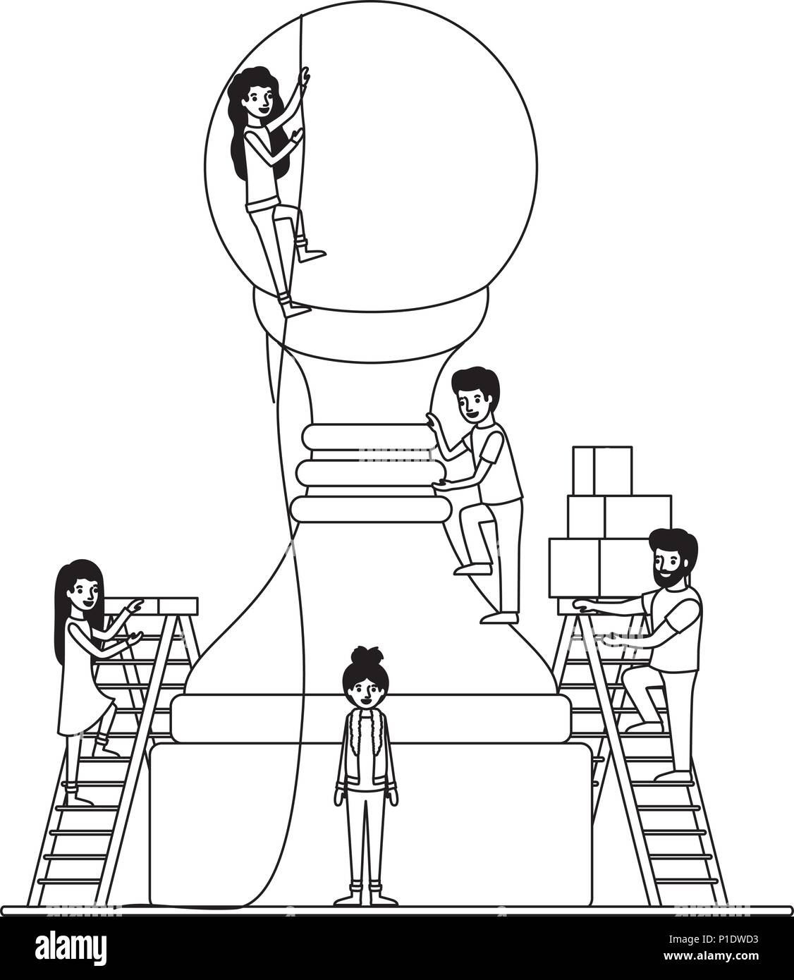 minipeople team working in chess piece Stock Vector Image & Art - Alamy