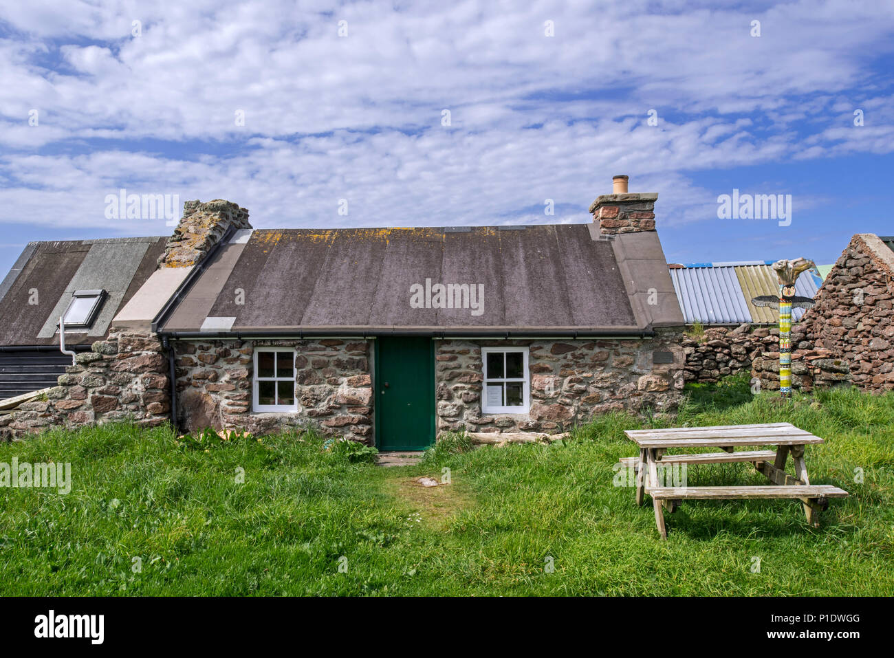 Johnnie Notions camping böd, birthplace of John Williamson in Hamnavoe at Eshaness in Northmavine, Shetland Islands, Scotland, UK Stock Photo